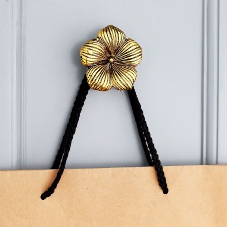 Modern Flower Aluminum Wall Hook In Golden Finish